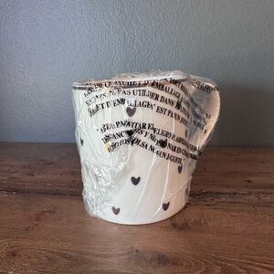 NWT West Elm Ceramic Art White and Black Vessel